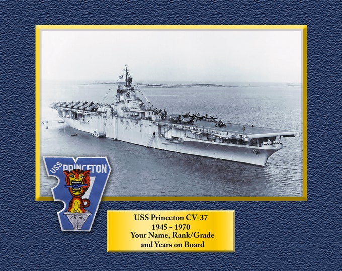 USS Princeton CV-37 Custom Personalized 8.5 X 11 Print of US Navy Ships Unique Gift Idea for any Occasions