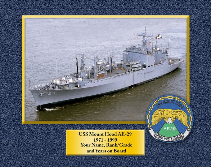 USS Mount Hood AE-29 Custom Personalized 8.5 X 11 Print of US Navy Ships Unique Gift Idea for any Occasions