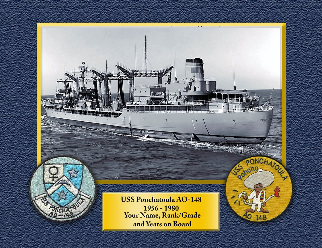 USS Ponchatoula AO148 Custom Personalized 8.5 X 11 Print of US Navy