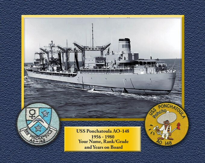 USS Ponchatoula AO-148 Custom Personalized 8.5 X 11 Print of US Navy Ships Unique Gift Idea for any Occasions