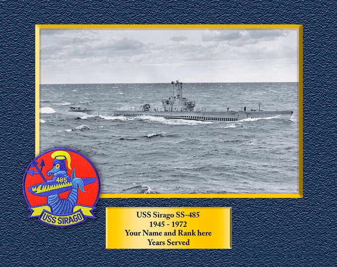 USS Sirago SS 485 Custom Personalized 8.5 X 11 Print of US Navy Ships Unique Gift Idea for any Occasions