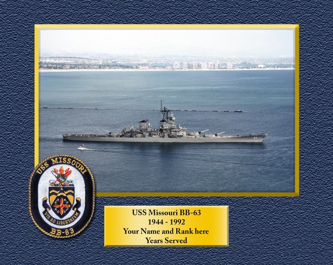 USS MISSOURI BB63 Custom Personalized 8.5 X 11 Print of US Navy Ships Unique Gift Idea for any Occasions