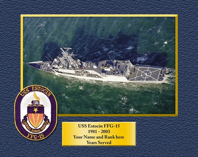 USS ESTOCIN FFG15 Custom Personalized 8.5 X 11 Print of US Navy Ships Unique Gift Idea for any Occasions