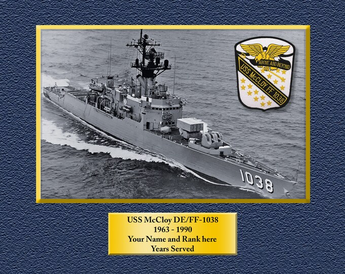 USS McCloy DE-1038 FF1038 Custom Personalized 8.5 X 11 Print of US Navy Ships Unique Gift Idea for any Occasions