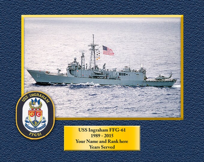 USS INGRAHAM FFG61 Custom Personalized 8.5 X 11 Print of US Navy Ships Unique Gift Idea for any Occasions
