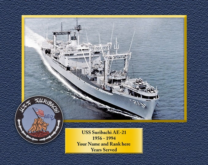 USS SURIBACHI AE21 Custom Personalized 8.5 X 11 Print of US Navy Ships Unique Gift Idea for any Occasions