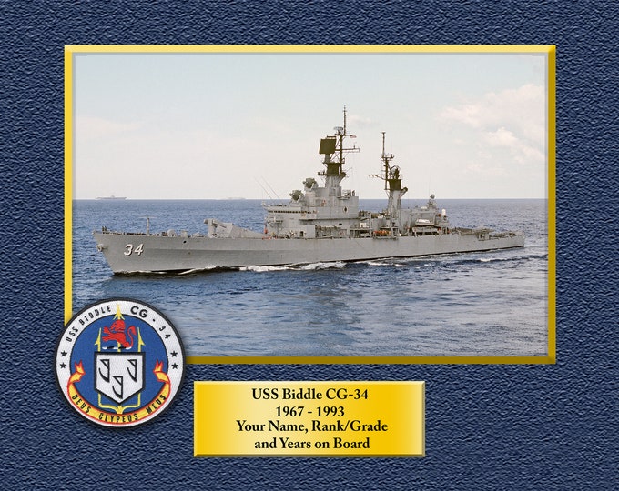 USS Biddle CG-34 Custom Personalized 8.5 X 11 Print of US Navy Ships Unique Gift Idea for any Occasions