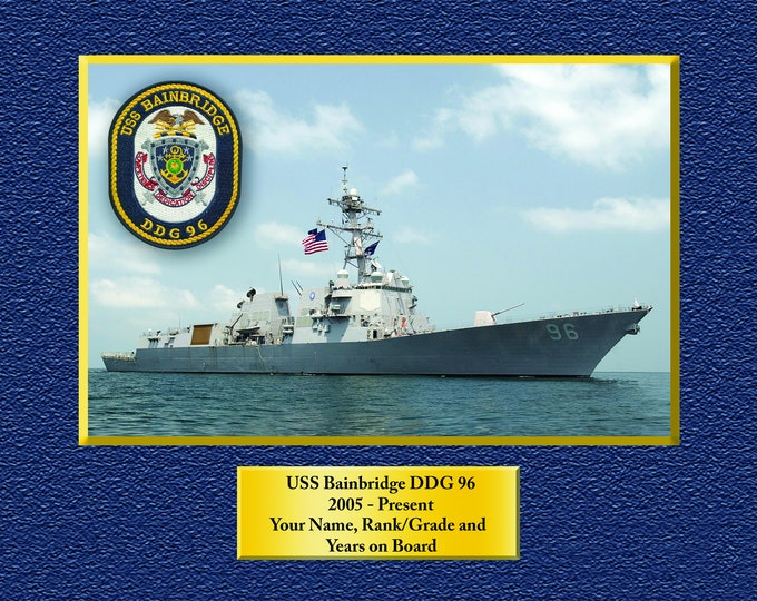 USS Bainbridge DDG 96 Custom Personalized 8.5 X 11 Print of US Navy Ships Unique Gift Idea for any Occasions