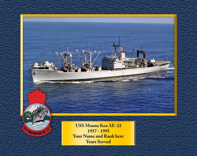 USS Mauna Kea AE-22 Custom Personalized 8.5 X 11 Print of US Navy Ships Unique Gift Idea for any Occasions
