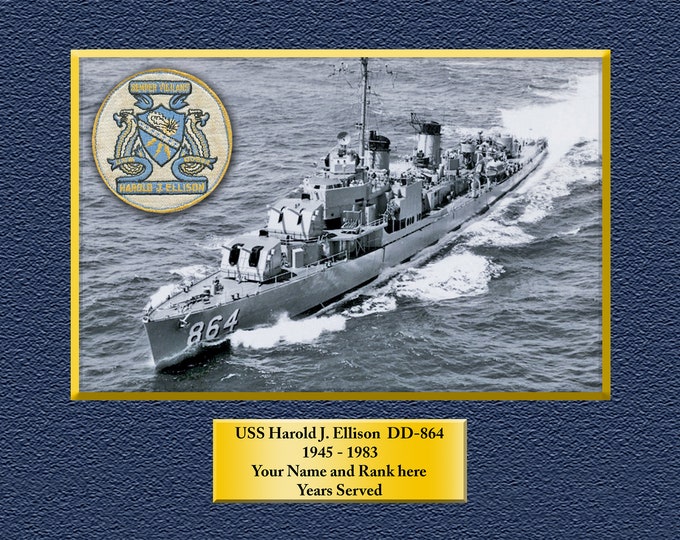 USS Harold J. Ellison DD864 Custom Personalized 8.5 X 11 Print of US Navy Ships Unique Gift Idea for any Occasions
