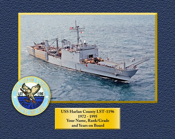 USS Harlan County LST1196 Custom Personalized 8.5 X 11 Print of US Navy Ships Unique Gift Idea for any Occasions
