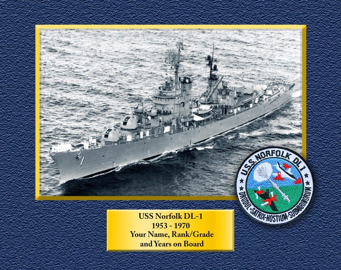 USS Norfolk DL-1 Custom Personalized 8.5 X 11 Print of US Navy Ships Unique Gift Idea for any Occasions