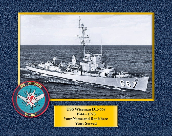USS Wiseman DE-667 Custom Personalized 8.5 X 11 Print of US Navy Ships Unique Gift Idea for any Occasions