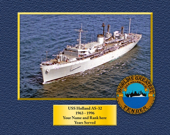 USS HOLLAND AS32 Custom Personalized 8.5 X 11 Print of US Navy Ships Unique Gift Idea for any Occasions