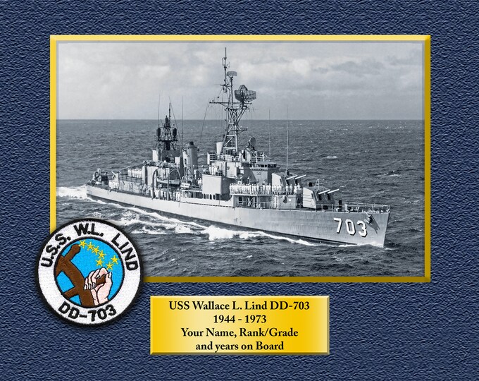 USS Wallace L. Lind DD703 Custom Personalized 8.5 X 11 Print of US Navy Ships Unique Gift Idea for any Occasions