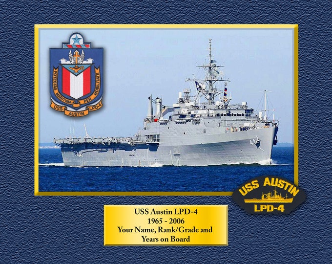 USS Austin LPD-4 Custom Personalized 8.5 X 11 Print of US Navy Ships Unique Gift Idea for any Occasions