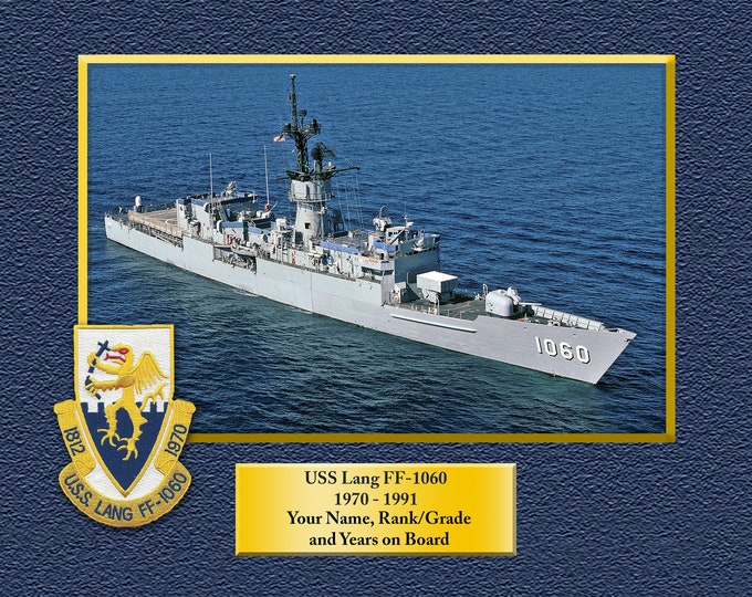 USS Lang FF-1060 Custom Personalized 8.5 X 11 Print of US Navy Ships Unique Gift Idea for any Occasions