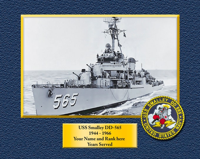 USS SMALLEY DD565 Custom Personalized 8.5 X 11 Print of US Navy Ships Unique Gift Idea for any Occasions
