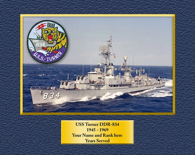 USS TURNER DDR834 Custom Personalized 8.5 X 11 Print of US Navy Ships Unique Gift Idea for any Occasions