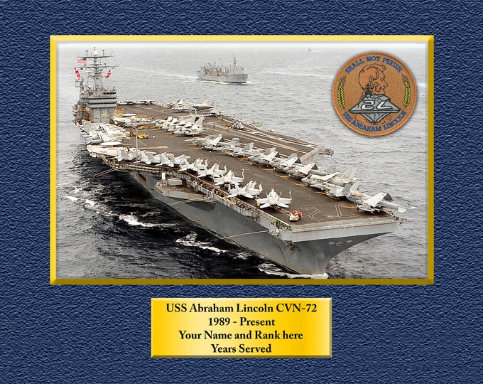 USS Abraham Lincoln CVN-72 Custom Personalized 8.5X11 or 11X14 Print on Pro Paper or Canvas US Navy Ships Unique Gift Idea for any Occasions