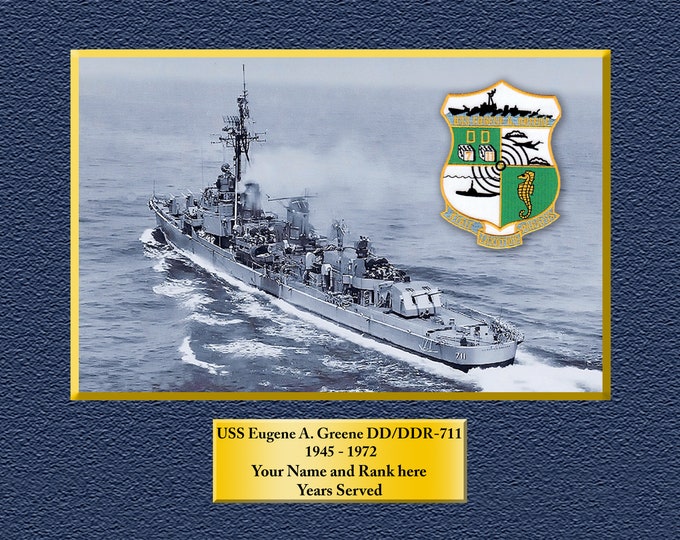 USS Eugene A. Greene DD-Ddr-711 Custom Personalized 8.5 X 11 Print of US Navy Ships Unique Gift Idea for any Occasions
