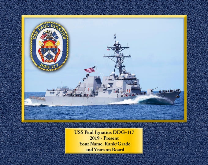 USS Paul Ignatius DDG-117 Custom Personalized 8.5 X 11 Print of US Navy Ships Unique Gift Idea for any Occasions