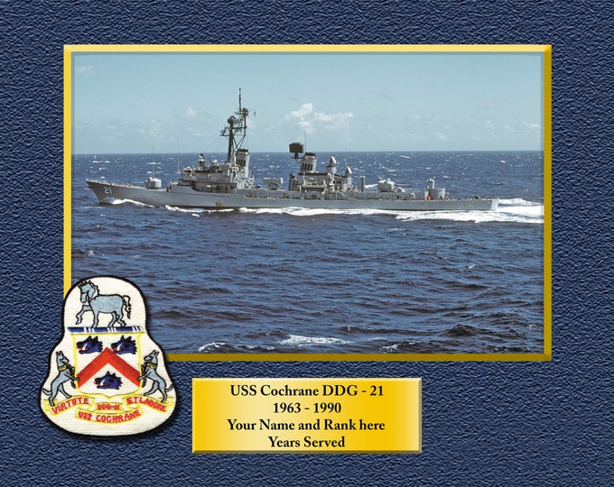USS COCHRANE DDG21 Custom Personalized 8.5 X 11 Print of US Navy Ships Unique Gift Idea for any Occasions