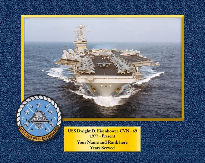 USS Dwight D. Eisenhower CVN-69 Custom Personalized 8.5X11, 11X14 or16 X 20 Print on Pro. Paper or Canvas US Navy Ships Unique Gift Idea
