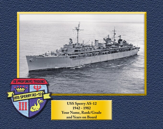 USS SPERRY AS12 Custom Personalized 8.5 X 11 Print of US Navy Ships Unique Gift Idea for any Occasions