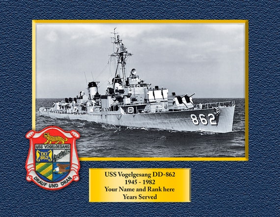 USS Vogelgesang DD-862 Custom Personalized 8.5 X 11 Print of