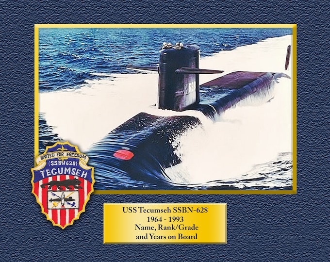 USS TECUMSEH SSBN628 Custom Personalized 8.5 X 11 Print of US Navy Ships Unique Gift Idea for any Occasions
