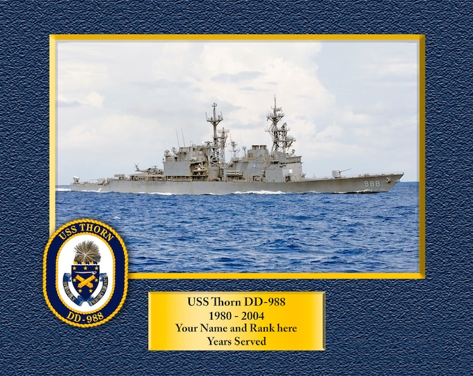 USS Thorn DD-988 Custom Personalized 8.5X11 or 11X14 Print on Pro. Paper or Canvas US Navy Ships Unique Gift Idea for any Occasions