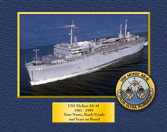 USS McKee AS-41 Custom Personalized 8.5X11 or 11X14 Print on Pro. Paper or Canvas US Navy Ships Unique Gift Idea for any Occasions