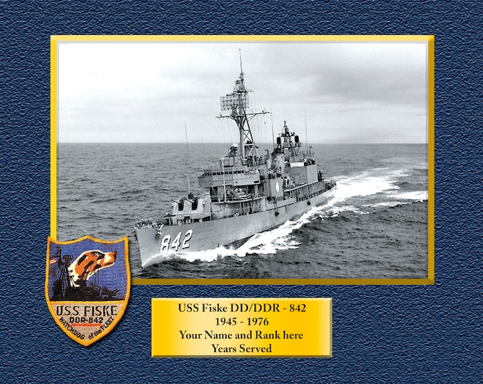 USS Fiske DD/DDR842 Custom Personalized 8.5 X 11 Print of US Navy Ships Unique Gift Idea for any Occasions