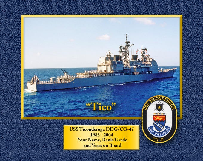 USS Ticonderoga DDG-CG47 Custom Personalized 8.5 X 11 Print of US Navy Ships Unique Gift Idea for any Occasions
