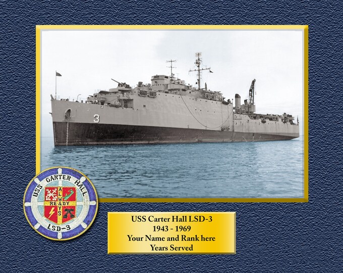 USS Carter Hall LSD3 Custom Personalized 8.5 X 11 Print of US Navy Ships Unique Gift Idea for any Occasions