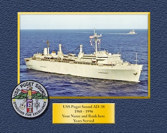 USS Puget Sound AD38 Custom Personalized 8.5 X 11 Print of US Navy Ships Unique Gift Idea for any Occasions
