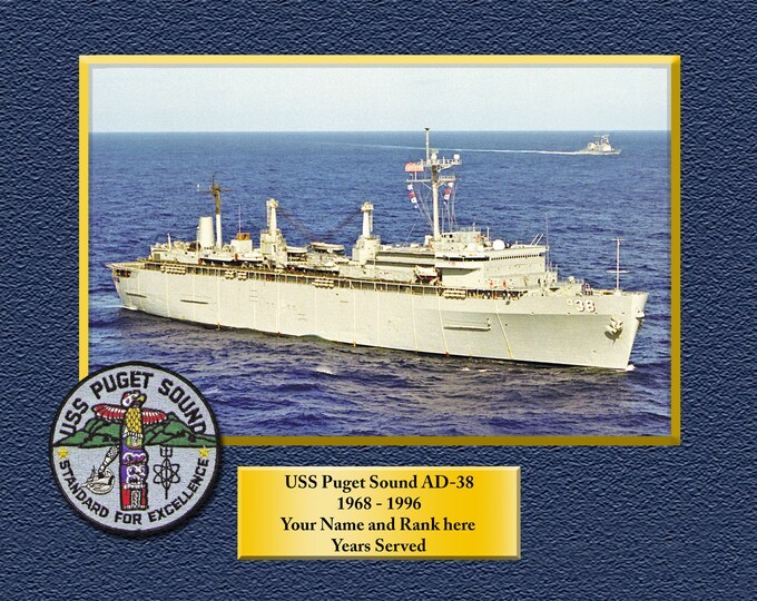 USS Puget Sound AD38 Custom Personalized 8.5 X 11 Print of US Navy Ships Unique Gift Idea for any Occasions