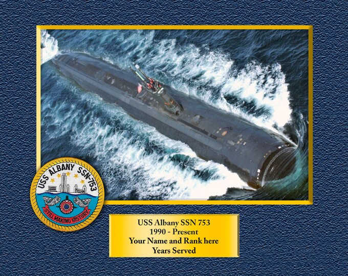 USS Albany SSN 753 Custom Personalized 8.5 X 11 Print of US Navy Ships Unique Gift Idea for any Occasions