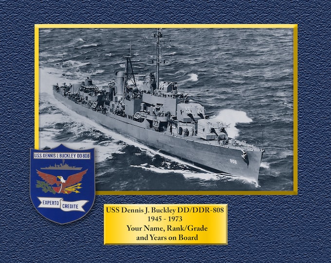 USS Dennis J. Buckley DD-dDR-808 Custom Personalized 8.5 X 11 Print of US Navy Ships Unique Gift Idea for any Occasions