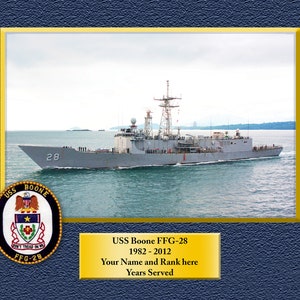 USS BOONE FFG28 Custom Personalized 8.5 X 11 Print of US Navy Ships Unique Gift Idea for any Occasions