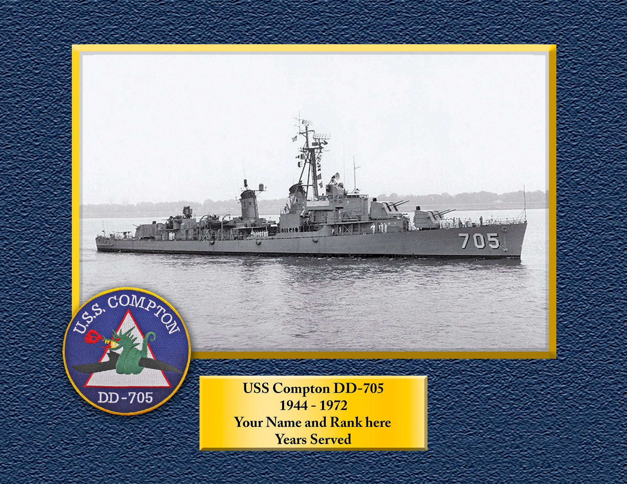 USS Conway DD-DDE507 Custom Personalized 8.5 X 11 Print of US Navy Ships Unique Gift Idea for any Occasions