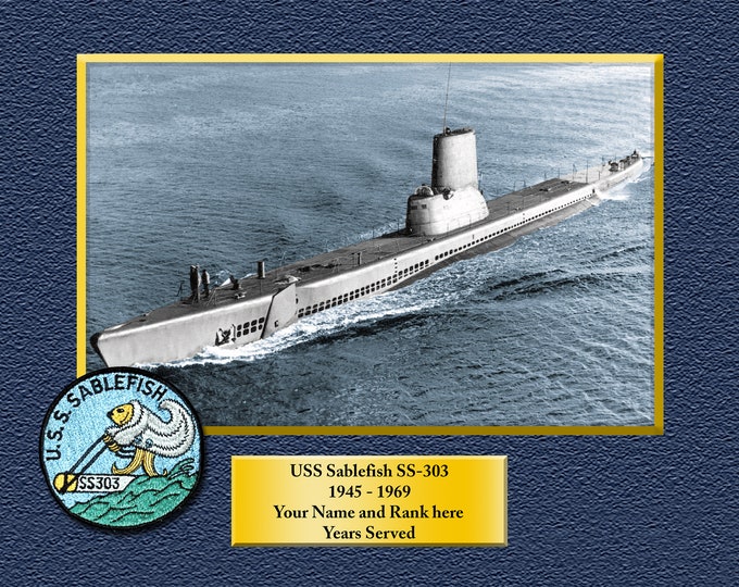 USS SABLEFISH SS303 Custom Personalized 8.5 X 11 Print of US Navy Ships Unique Gift Idea for any Occasions