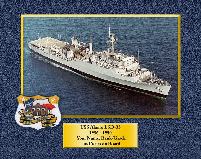 USS Alamo LSD-33 Custom Personalized 8.5 X 11 Print of US Navy Ships Unique Gift Idea for any Occasions