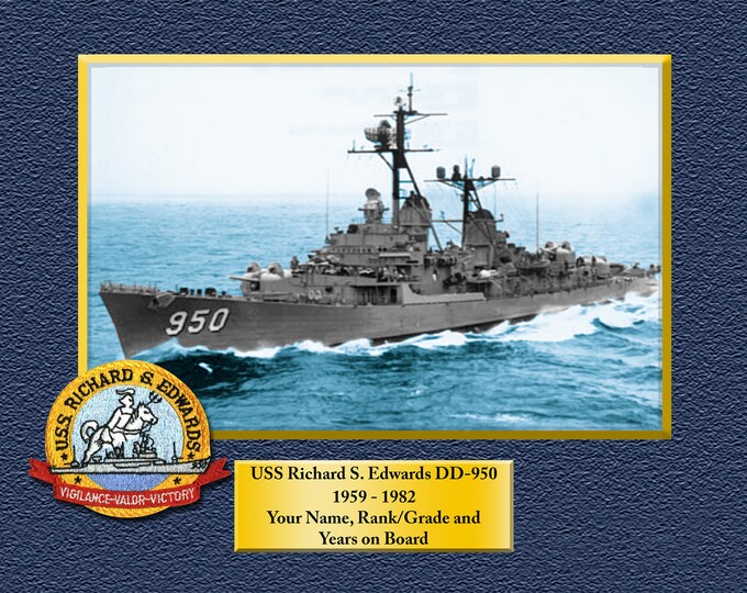 USS Richard S Edwards DD950 Custom Personalized 8.5 X 11 Print of US Navy Ships Unique Gift Idea for any Occasions