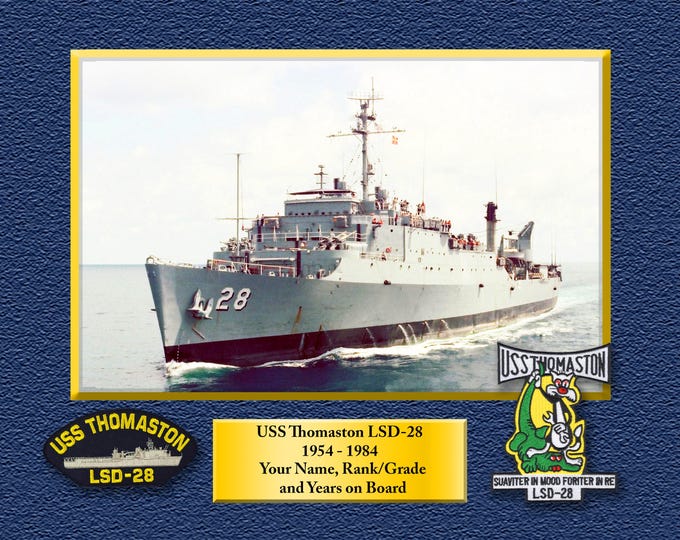 USS Thomaston LSD -28 Custom Personalized 8.5 X 11 Print of US Navy Ships Unique Gift Idea for any Occasions