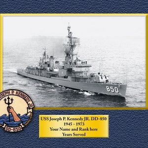 USS Joseph P Kennedy DD850 Custom Personalized 8.5 X 11 Print of US Navy Ships Unique Gift Idea for any Occasions