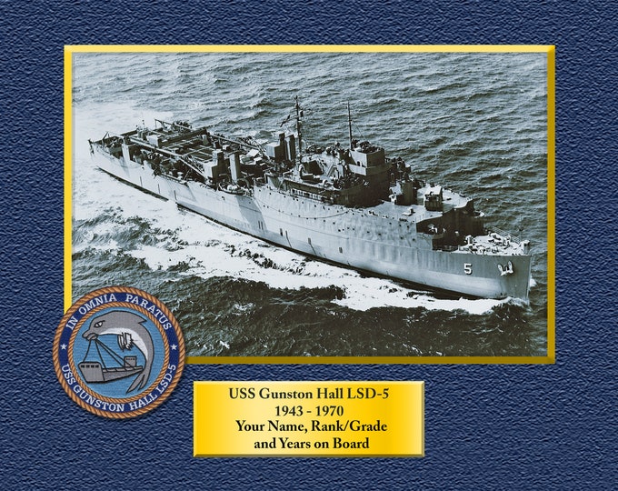 USS Gunston Hall LSD-5 Custom Personalized 8.5 X 11 Print of US Navy Ships Unique Gift Idea for any Occasions