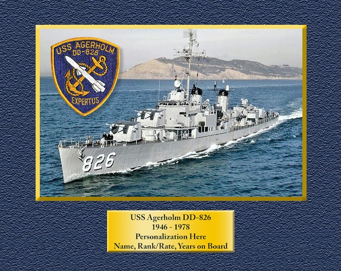 USS Agerholm DD826 Custom Personalized 8.5 X 11 Print of US Navy Ships Unique Gift Idea for any Occasions