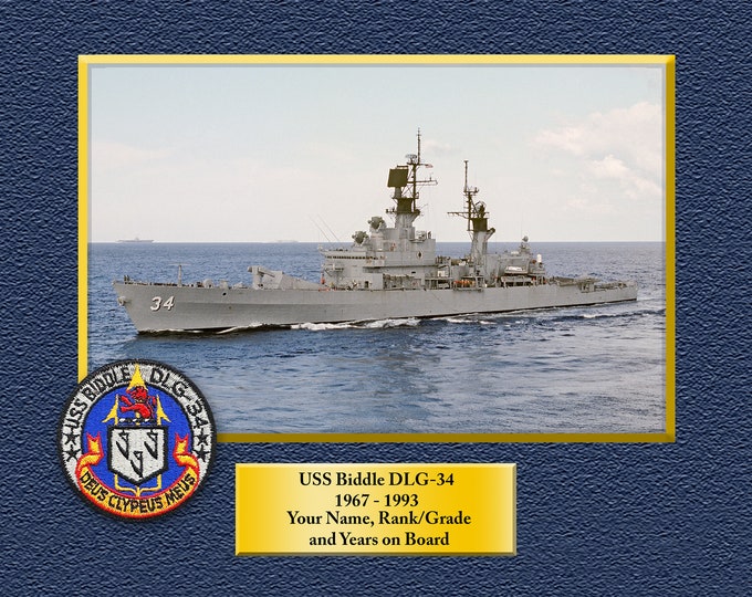 USS Biddle DLG-34 Custom Personalized 8.5 X 11 Print of US Navy Ships Unique Gift Idea for any Occasions